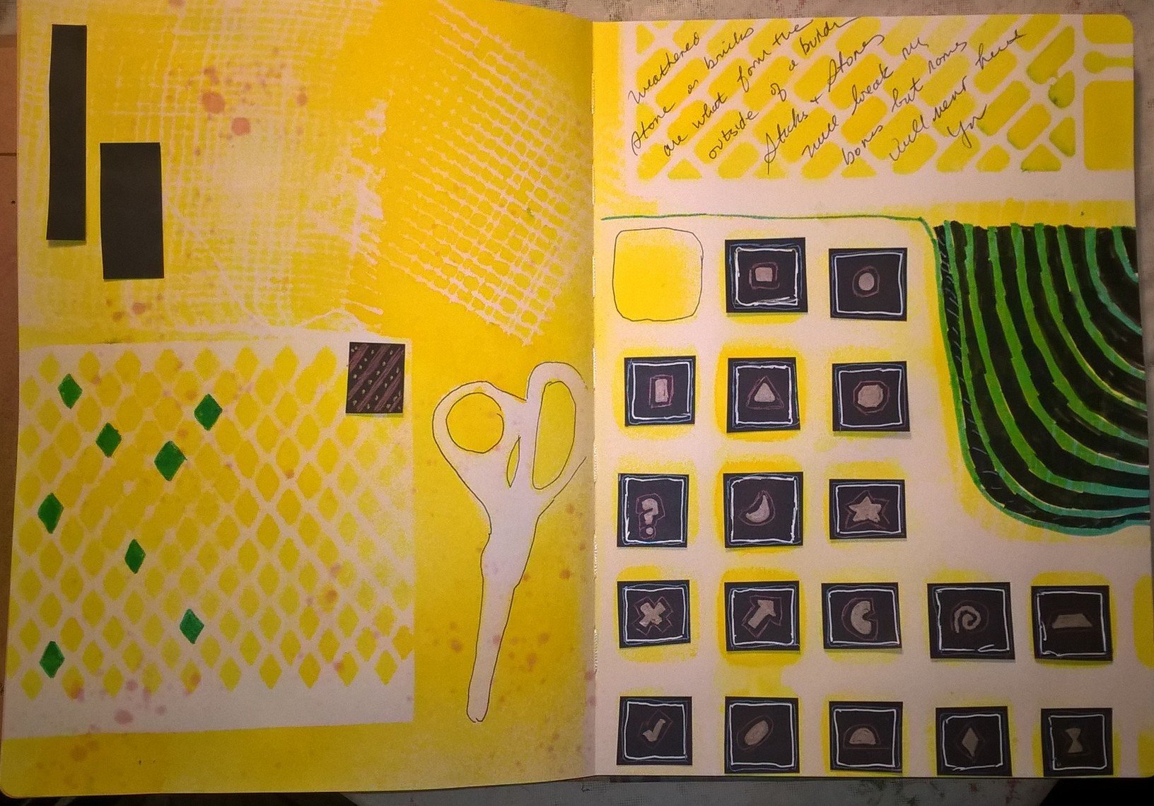 journal page created with every day objects