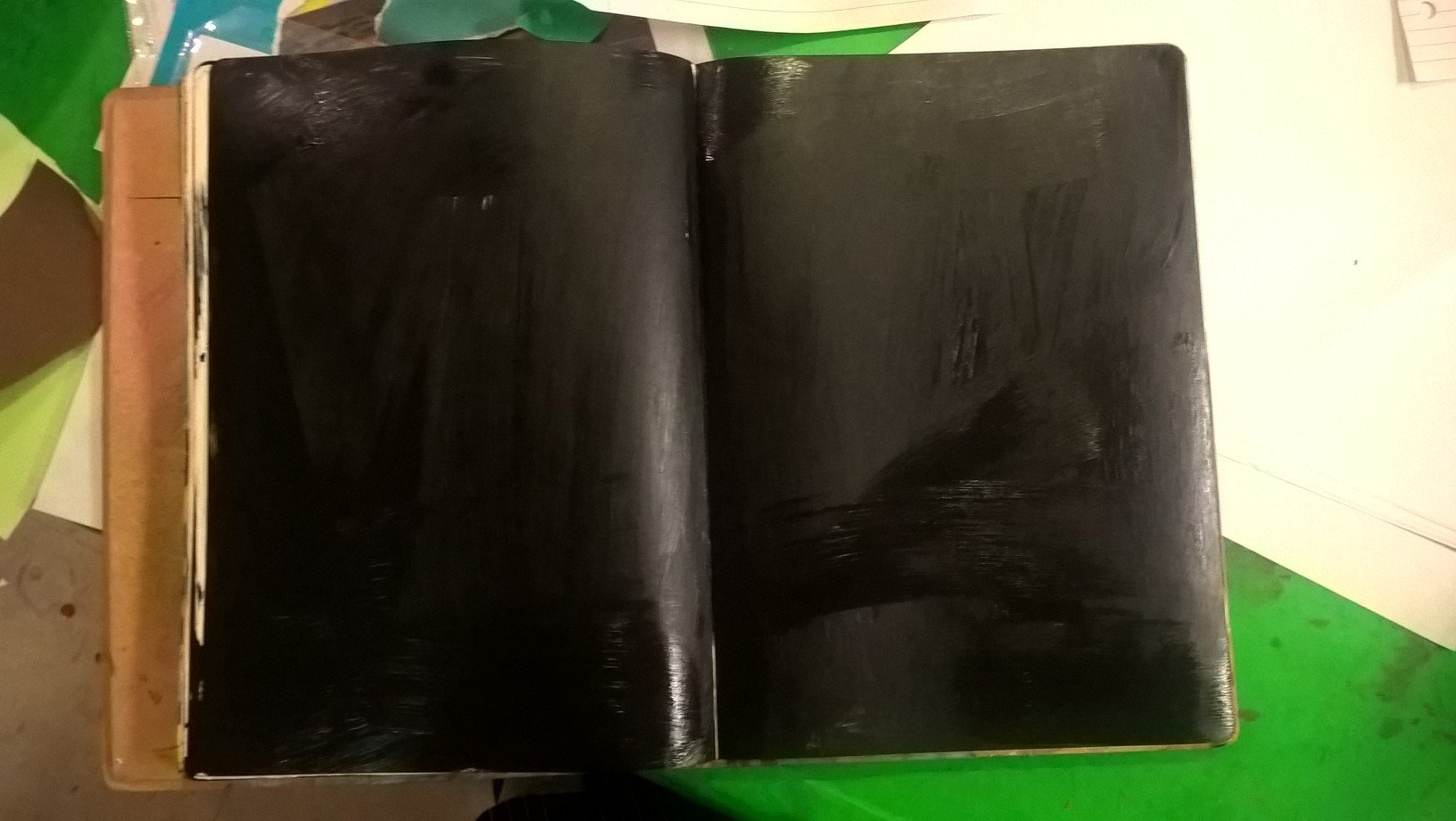 journal spread painted balck