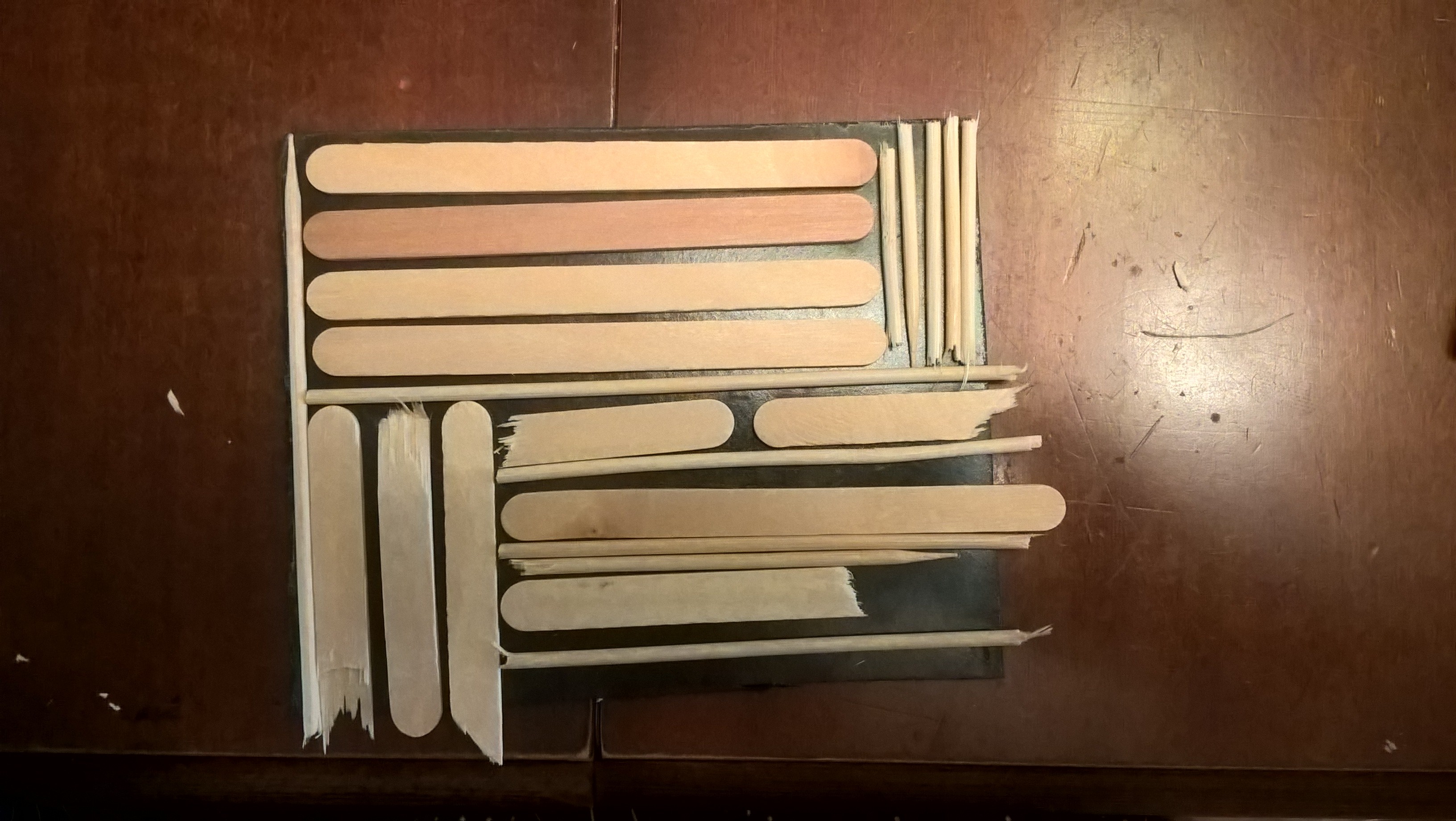 printing plate made with craft sticks and skewers