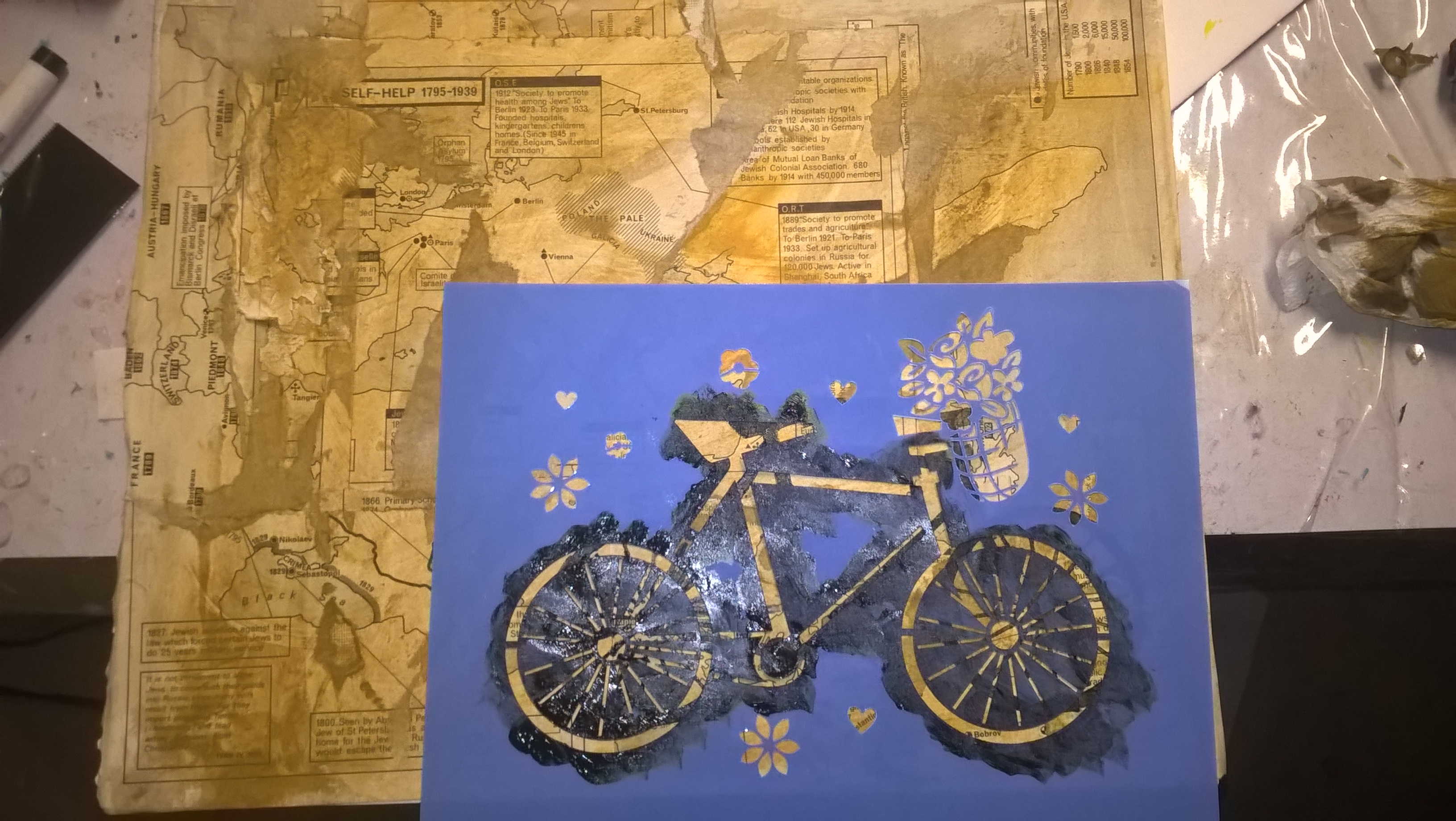 using bike stencil for background