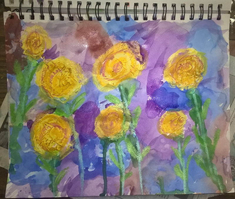 jurnal page of watercolor flowers