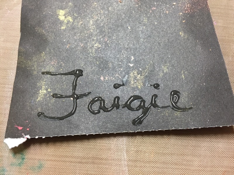 word written in glue