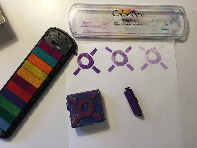 Color box inks and homemade foam stamps